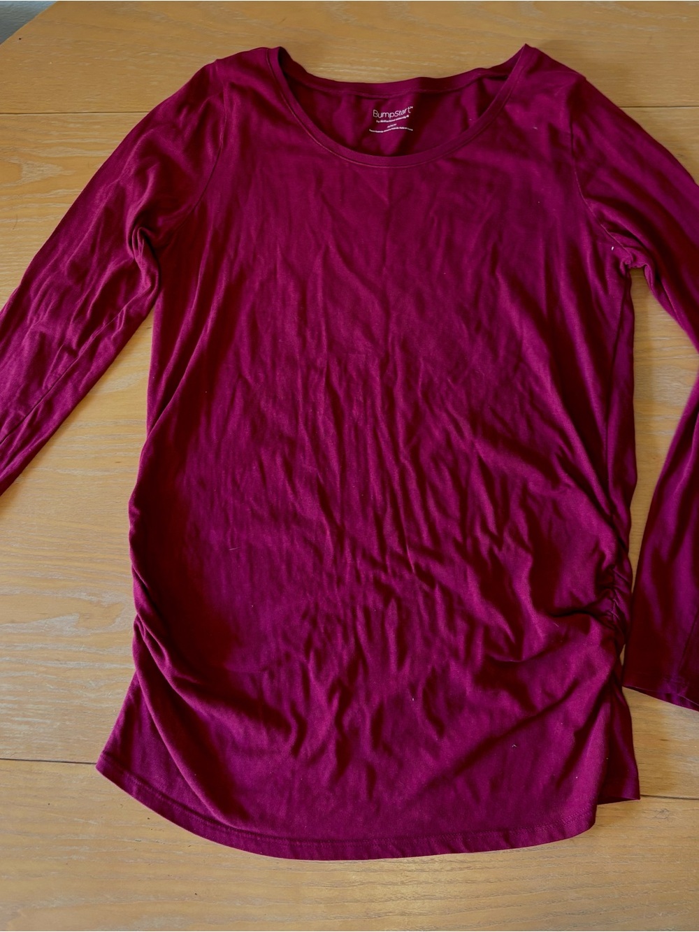 Motherhood Maternity Long Sleeve Scoop Neck Top - Burgundy